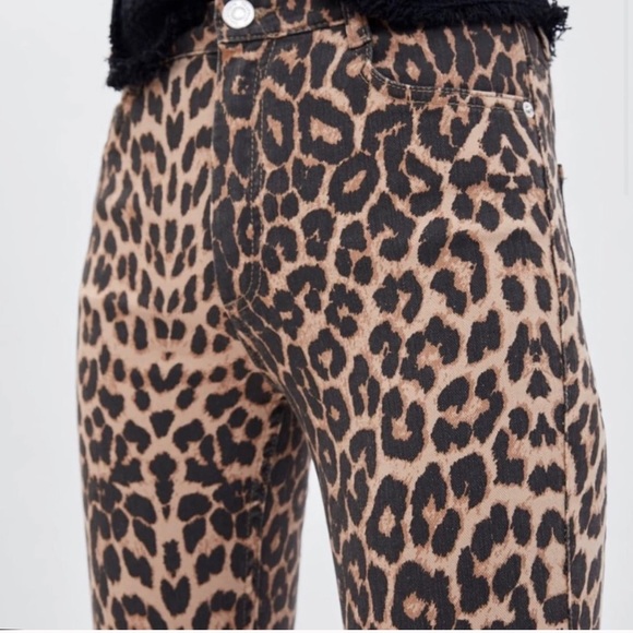 Zara High Rise Leopard Print Skinny Jeans 6 - Picture 2 of 4